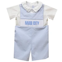 Infant Vive La Fete Sky Blue Manchester City Mini Check Smocked Jon Romper