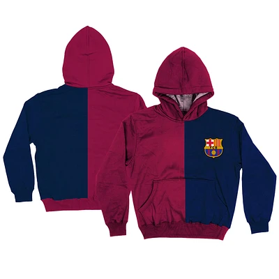 Youth Vive La Fete Maroon/Navy Barcelona Color Block Fleece Pullover Hoodie