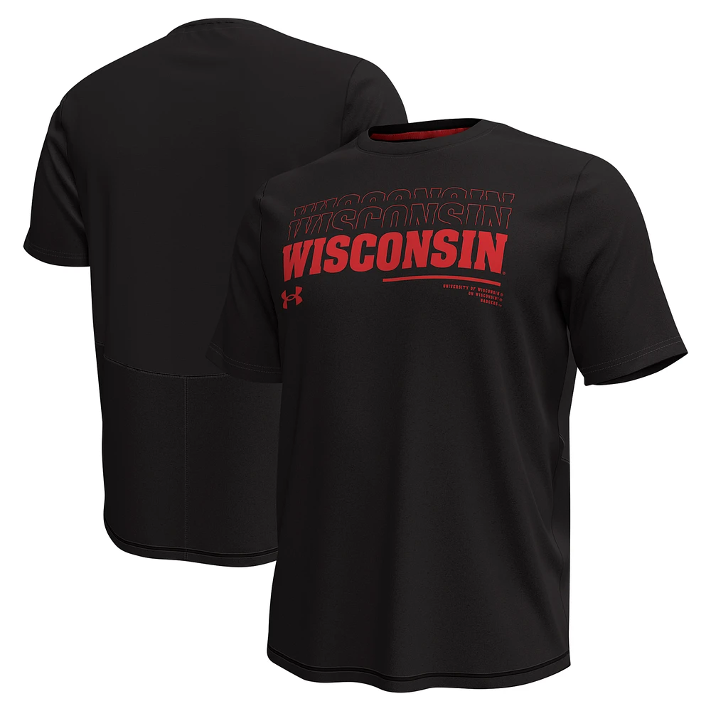 Men's Under Armour Black Wisconsin Badgers Sideline Knockout T-Shirt