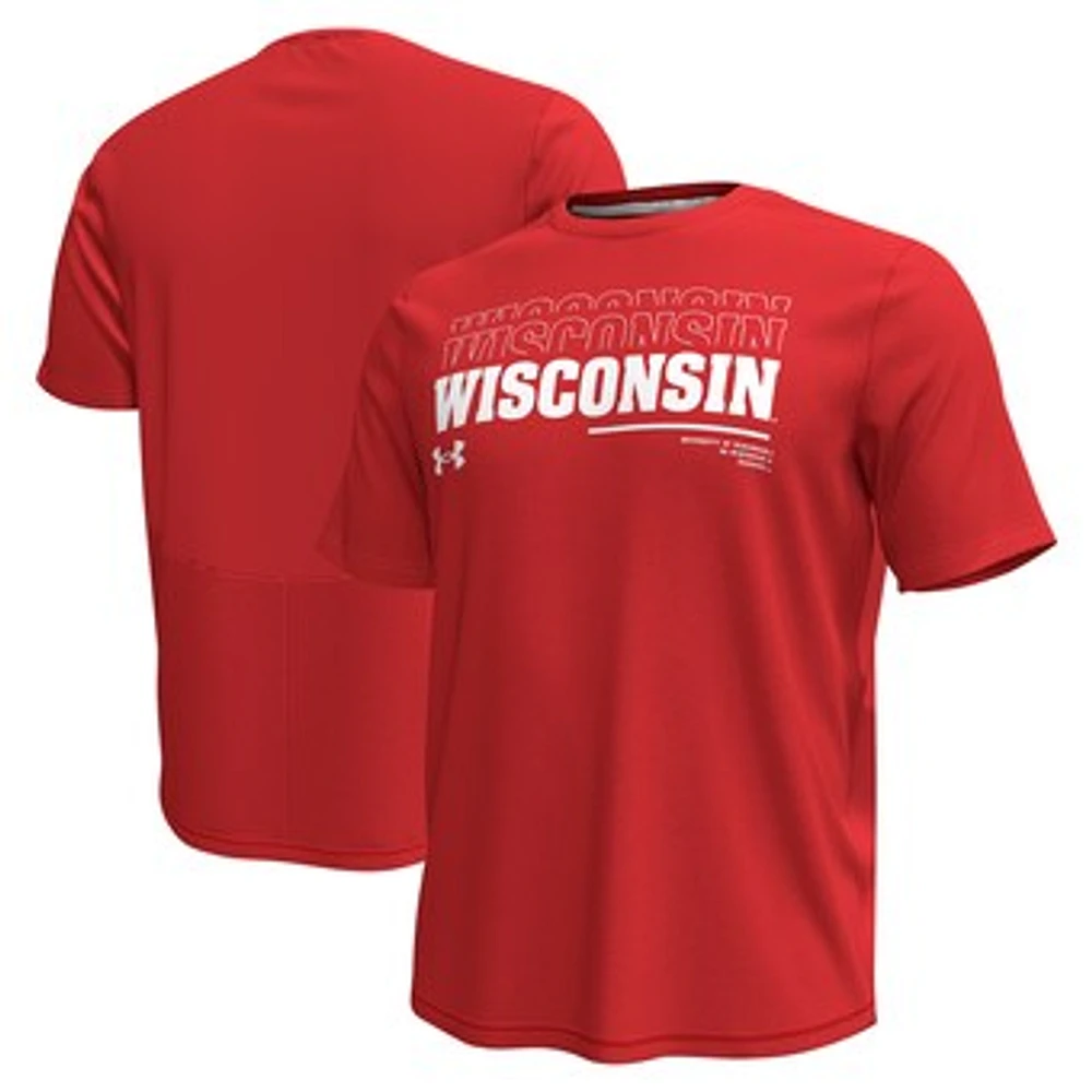 Men's Under Armour Red Wisconsin Badgers Sideline Knockout T-Shirt