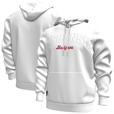 Men's Under Armour White Wisconsin Badgers 2024 Sideline Essential Fleece Pullover Hoodie