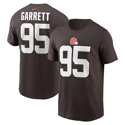 Men's Nike Myles Garrett Brown Cleveland Browns Player Name & Number T-Shirt