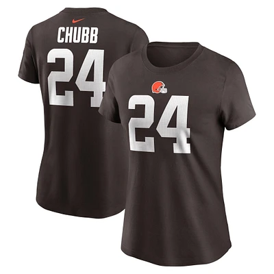 Women's Nike Nick Chubb Brown Cleveland Browns Player Name & Number T-Shirt