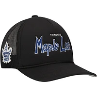 Men's Mitchell & Ness Black Toronto Maple Leafs Script Side Patch Trucker Adjustable Hat