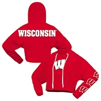 Women's Spirit Jersey Red Wisconsin Badgers Oversized Cropped Pullover Hoodie