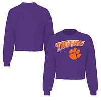 Women's Spirit Jersey Purple Clemson Tigers Slouchy Cropped Long Sleeve T-Shirt