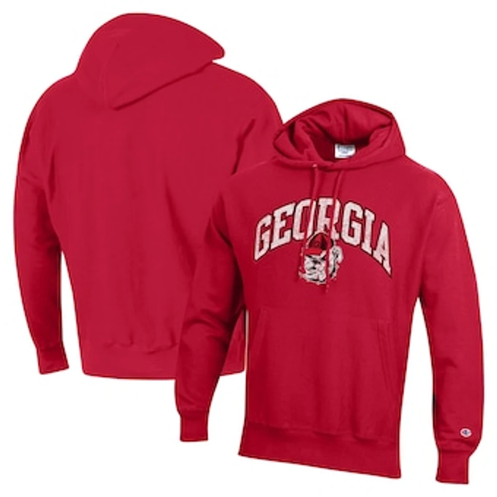 Men's Champion Red Georgia Bulldogs Vault Late Night Reverse Weave Pullover Hoodie