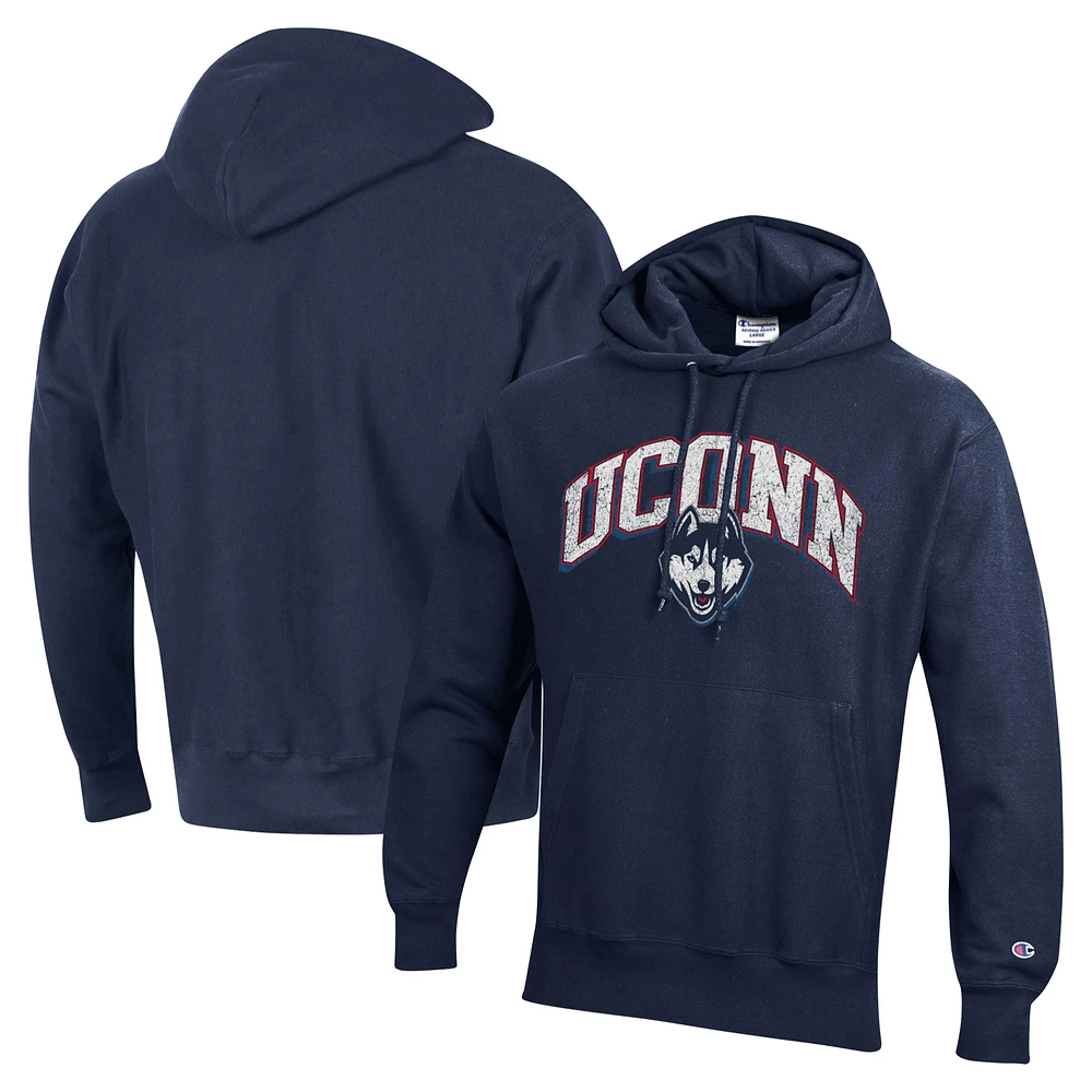 Men's Champion Navy UConn Huskies Vault Late Night Reverse Weave Pullover Hoodie