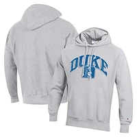 Men's Champion Heather Gray Duke Blue Devils Vault Late Night Reverse Weave Pullover Hoodie