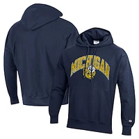 Men's Champion Navy Michigan Wolverines Vault Late Night Reverse Weave Pullover Hoodie