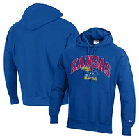 Men's Champion Royal Kansas Jayhawks Vault Late Night Reverse Weave Pullover Hoodie