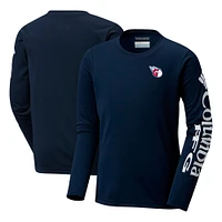 Youth Columbia Navy Cleveland Guardians Terminal Tackle Long Sleeve T-Shirt