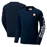 Youth Columbia Navy Houston Astros Terminal Tackle Long Sleeve T-Shirt
