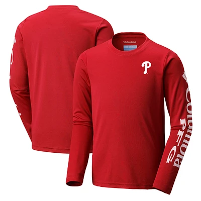 Youth Columbia Red Philadelphia Phillies Terminal Tackle Long Sleeve T-Shirt