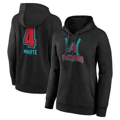Women's Ketel Marte Black Arizona Diamondbacks Name & Number Fastball Pullover Hoodie