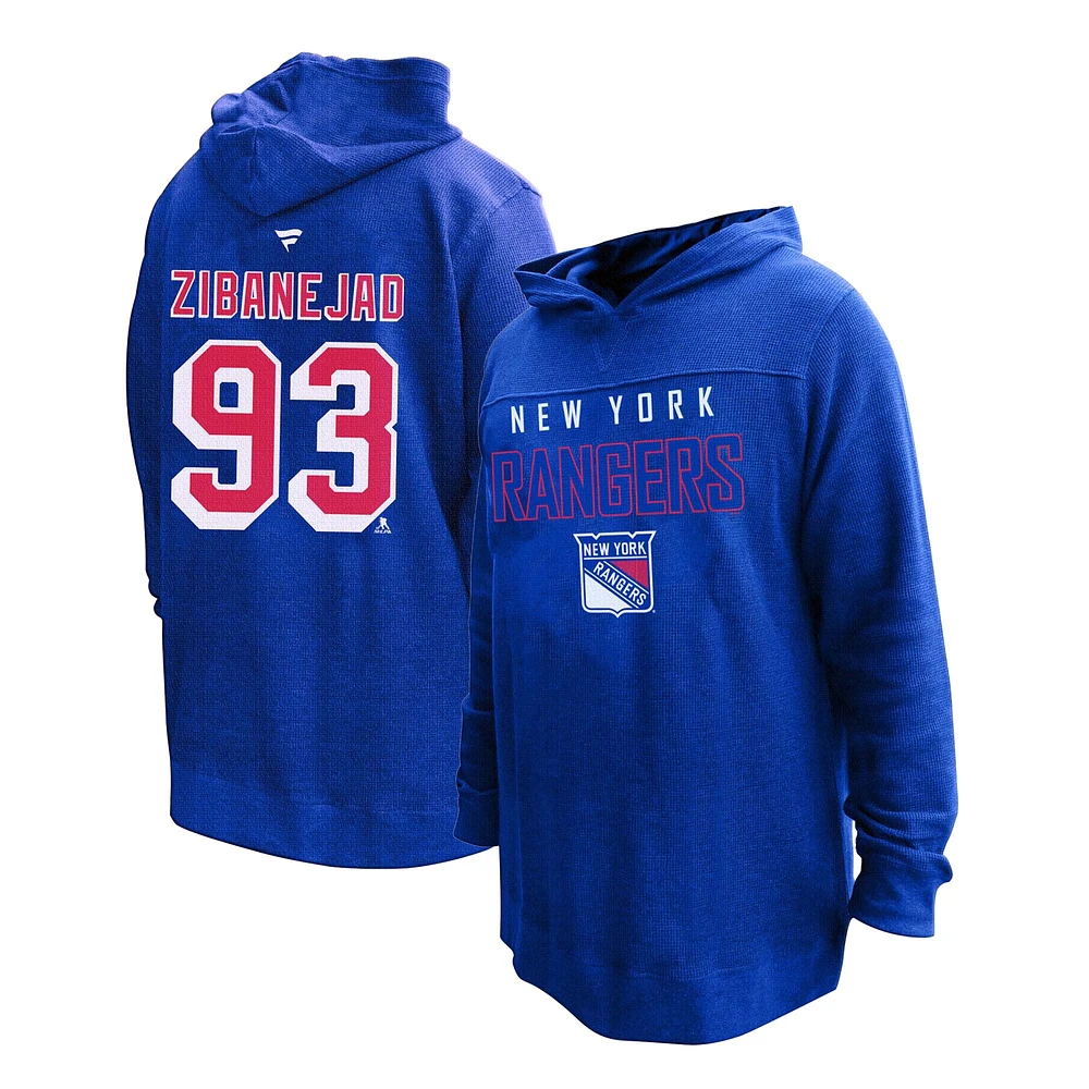 Women's Profile Mika Zibanejad Blue New York Rangers Plus Name & Number Thermal Pullover Hoodie