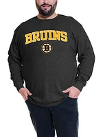 Men's Profile David Pastrnak Black Boston Bruins Big & Tall Name Number Thermal Pullover Sweatshirt