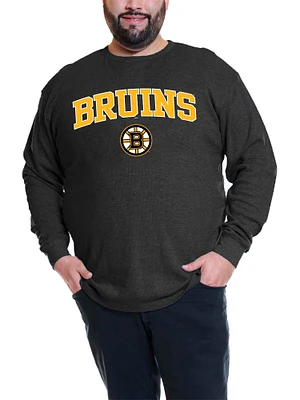 Men's Profile David Pastrnak Black Boston Bruins Big & Tall Name Number Thermal Pullover Sweatshirt