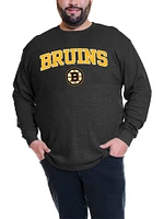 Men's Profile David Pastrnak Black Boston Bruins Big & Tall Name Number Thermal Pullover Sweatshirt