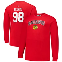 Men's Profile Connor Bedard Red Chicago Blackhawks Big & Tall Name Number Thermal Pullover Sweatshirt