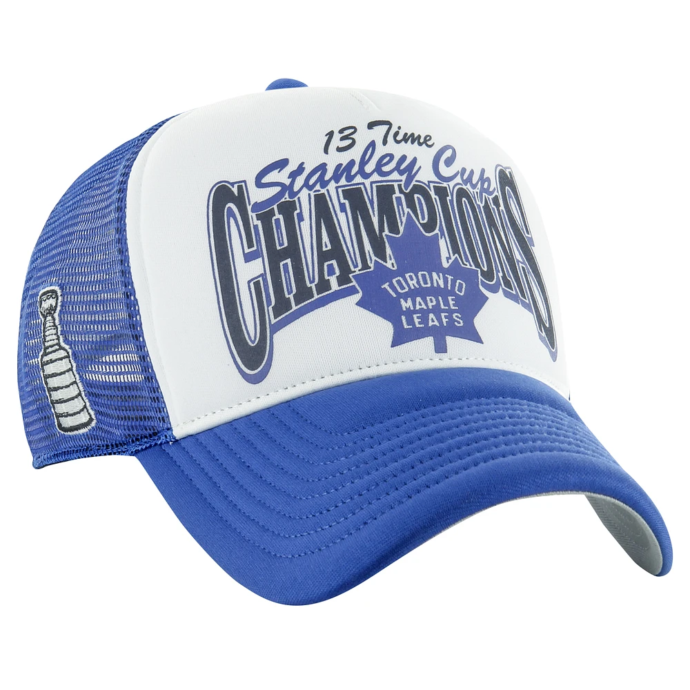 Men's '47 White/Blue Toronto Maple Leafs Champ Offside Trucker Adjustable Hat