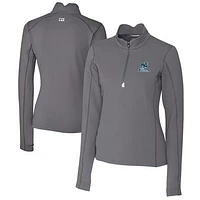 Women's Cutter & Buck Gray Citadel Bulldogs Vault DryTec Traverse Stretch Quarter-Zip Top