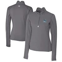 Women's Cutter & Buck Gray Citadel Bulldogs Vault DryTec Traverse Stretch Quarter-Zip Top