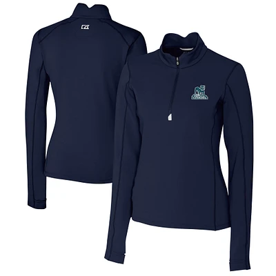 Women's Cutter & Buck Navy Citadel Bulldogs Vault DryTec Traverse Stretch Quarter-Zip Top