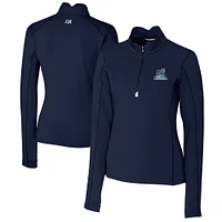 Women's Cutter & Buck Navy Citadel Bulldogs Vault DryTec Traverse Stretch Quarter-Zip Top