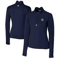 Women's Cutter & Buck Navy Syracuse Orange Vault DryTec Traverse Stretch Quarter-Zip Top