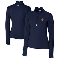 Women's Cutter & Buck Navy Syracuse Orange Vault DryTec Traverse Stretch Quarter-Zip Top