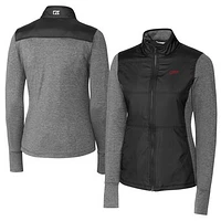 Women's Cutter & Buck SMU Mustangs Vault DryTec Stealth Hybrid Quilted Full-Zip Windbreaker Jacket