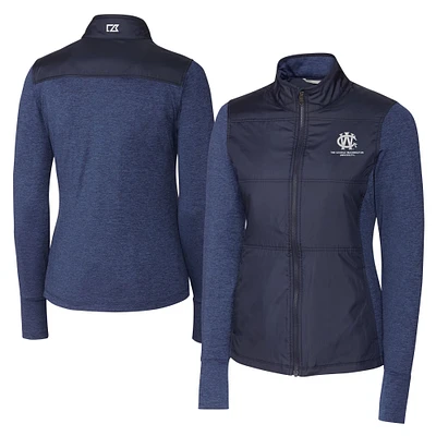 Women's Cutter & Buck Navy George Washington University Vault DryTec Stealth Hybrid Quilted Full-Zip Windbreaker Jacket