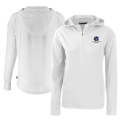 Women's Cutter & Buck White George Washington University Vault Daybreak Eco Recycled Half-Zip Hoodie