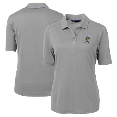 Women's Cutter & Buck Gray ETSU Buccaneers Vault DryTec Virtue Eco Pique Recycled Polo
