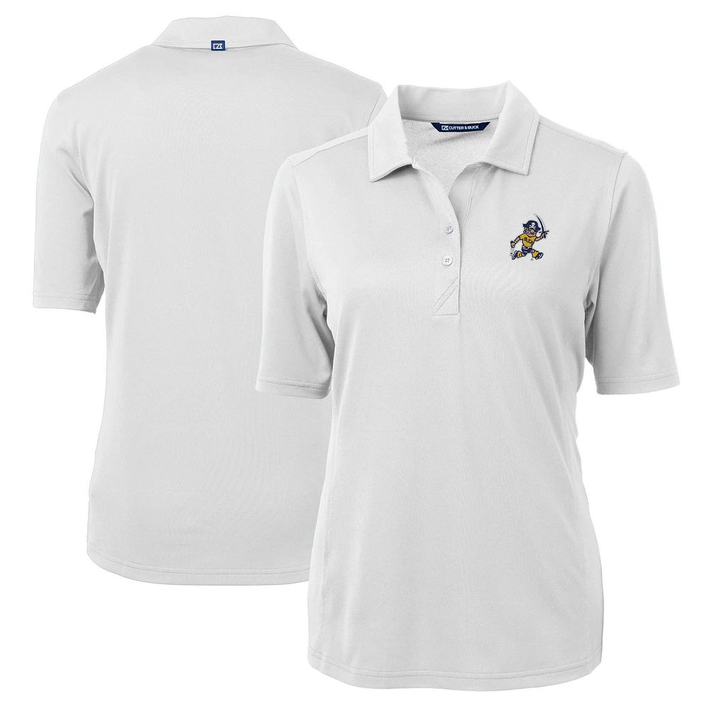Women's Cutter & Buck White ETSU Buccaneers Vault DryTec Virtue Eco Pique Recycled Polo