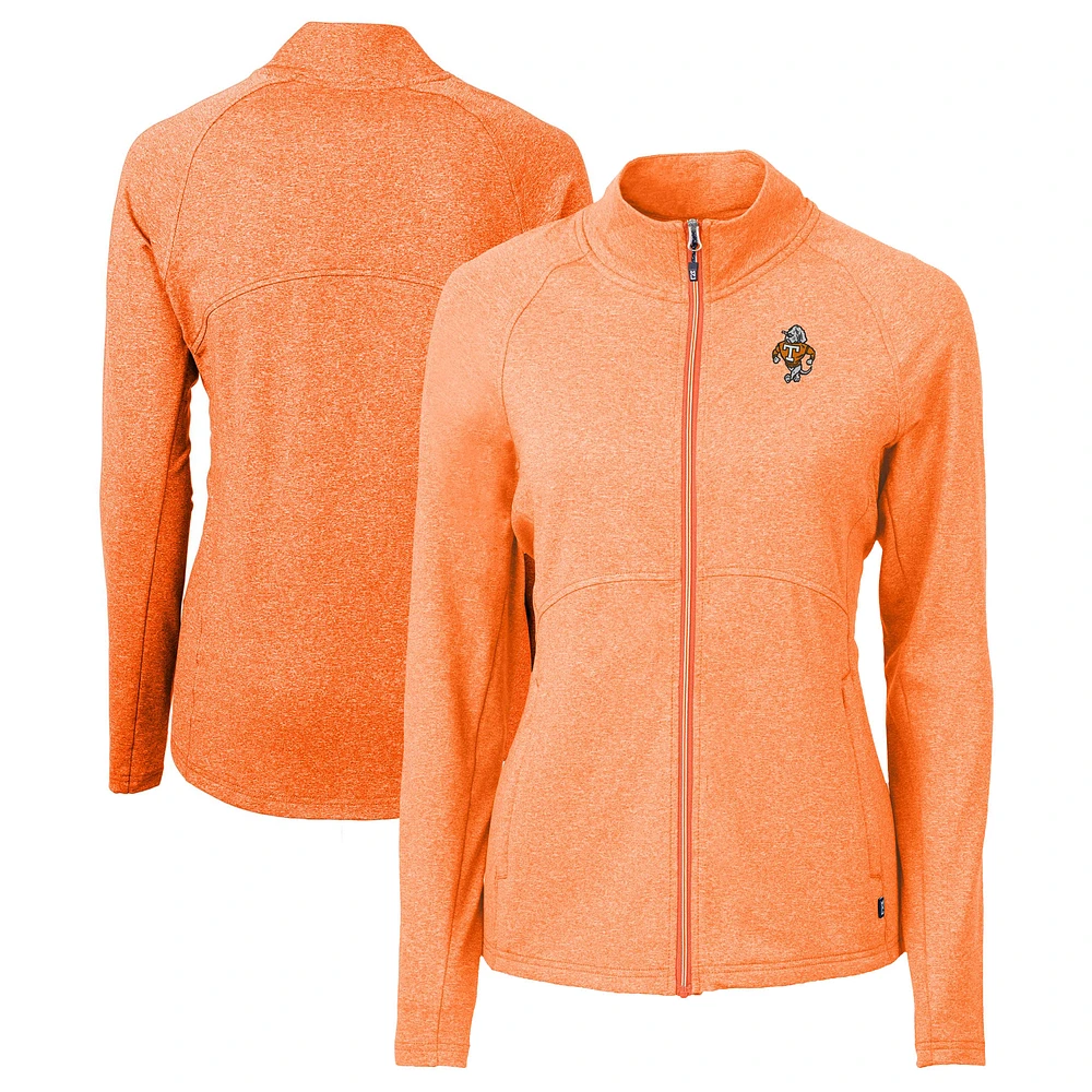 Women's Cutter & Buck Heather Tennessee Volunteers Vault Adapt Eco Knit Heather Recycled Full-Zip Jacket