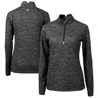 Women's Cutter & Buck  Black SMU Mustangs Vault DryTec Traverse Camo Print Stretch Quarter-Zip Top