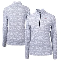Women's Cutter & Buck  Charcoal SMU Mustangs Vault DryTec Traverse Camo Print Stretch Quarter-Zip Top