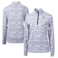 Women's Cutter & Buck  Charcoal SMU Mustangs Vault DryTec Traverse Camo Print Stretch Quarter-Zip Top