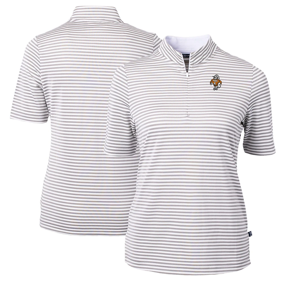 Women's Cutter & Buck Gray Tennessee Volunteers Vault DryTec Virtue Eco Pique Stripe Recycled Top