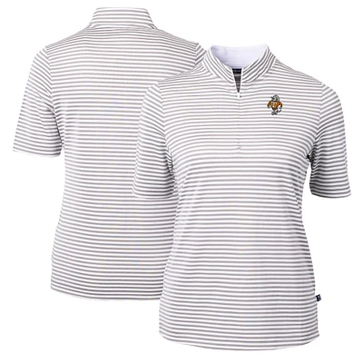 Women's Cutter & Buck  Gray Tennessee Volunteers Vault DryTec Virtue Eco Pique Stripe Recycled Top