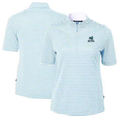 Women's Cutter & Buck  Light Blue Citadel Bulldogs Vault DryTec Virtue Eco Pique Stripe Recycled Top