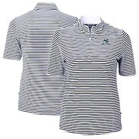 Women's Cutter & Buck  Navy Citadel Bulldogs Vault DryTec Virtue Eco Pique Stripe Recycled Top