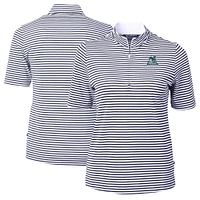 Women's Cutter & Buck  Navy Citadel Bulldogs Vault DryTec Virtue Eco Pique Stripe Recycled Top