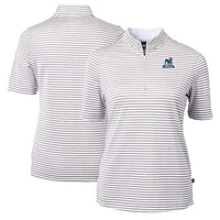 Women's Cutter & Buck  Gray Citadel Bulldogs Vault DryTec Virtue Eco Pique Stripe Recycled Top