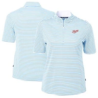 Women's Cutter & Buck  Powder Blue Dayton Flyers Vault DryTec Virtue Eco Pique Stripe Recycled Top