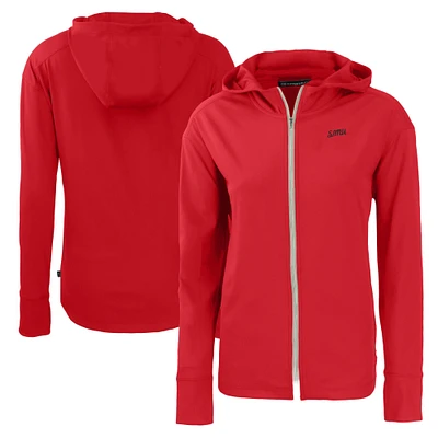 Women's Cutter & Buck  Red SMU Mustangs Vault Daybreak Eco Recycled Full-Zip Hoodie