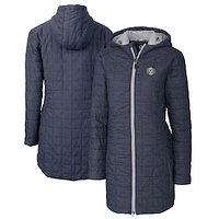 Women's Cutter & Buck  Navy North Carolina Tar Heels Vault Rainier Primaloft Eco Insulated Hooded Long Coat