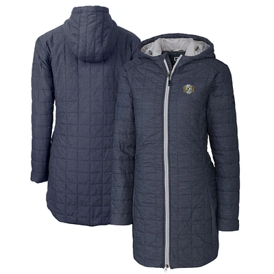 Women's Cutter & Buck  Navy North Carolina Tar Heels Vault Rainier Primaloft Eco Insulated Hooded Long Coat